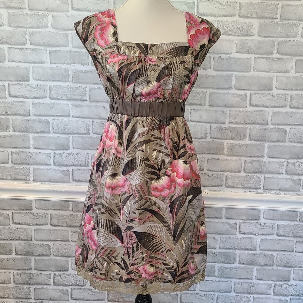 Anthropologie Moulinette Soeurs Silk Floral Dress Retro Cottagecore Feminine 2